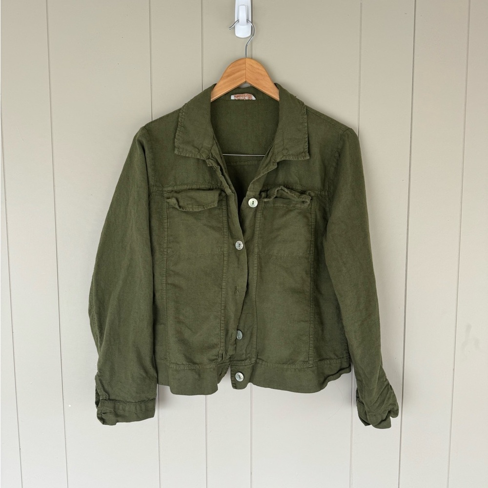 Olive Green Linen Button Up